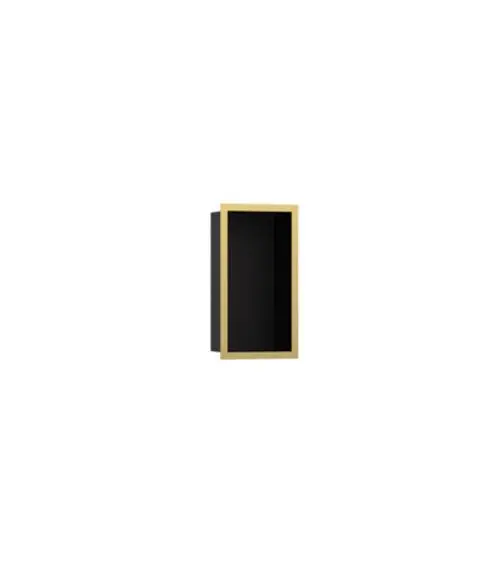 Wandnische in mattschwarz mit einem Designrahmen in Polished Gold Optic, geeignet für verschiedene Anwendungen. Produkt von Hansgrohe.